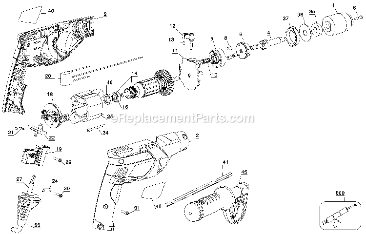 Black and Decker KR655-B3 (Type 1) Hammer Drill Power Tool Page A Diagram